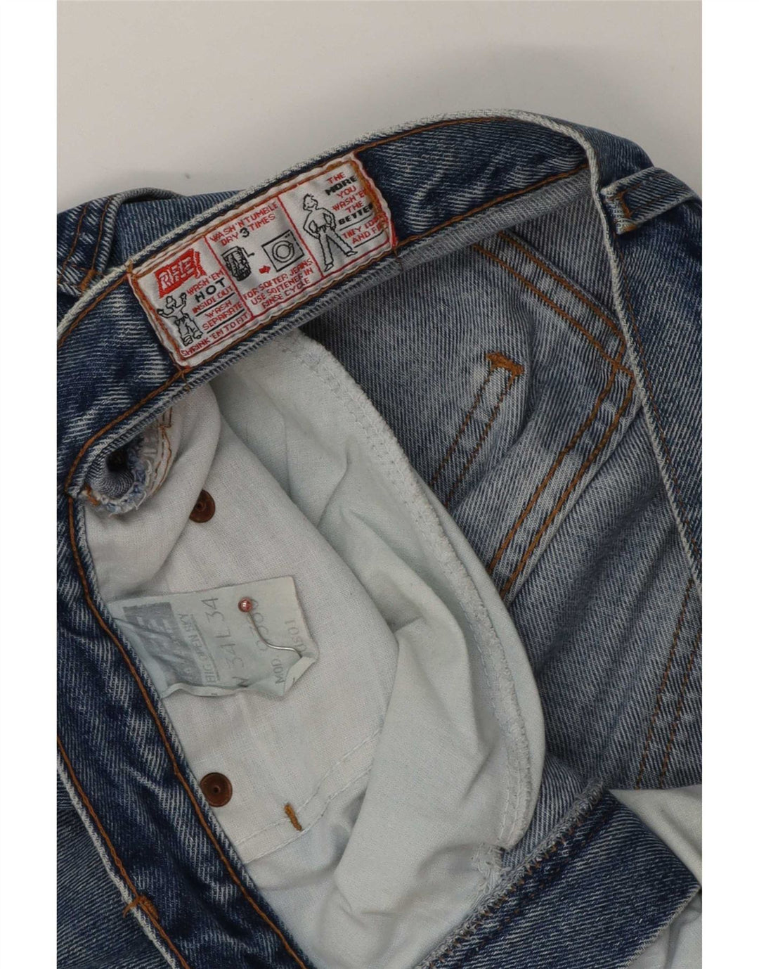 Rifle Mens Tapered Jeans W34 L31 Blue Cotton