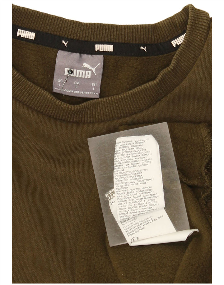 Puma Mens Sweatshirt Jumper Large Khaki Cotton
