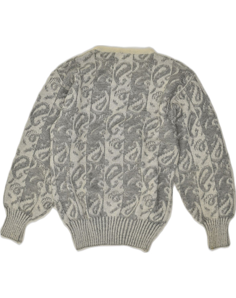 VINTAGE Womens Crew Neck Jumper Sweater IT 44 Medium Grey Paisley | Vintage Vintage | Thrift | Second-Hand Vintage | Used Clothing | Messina Hembry 