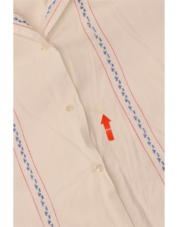VINTAGE Womens Shirt Blouse UK 16 Large White Striped