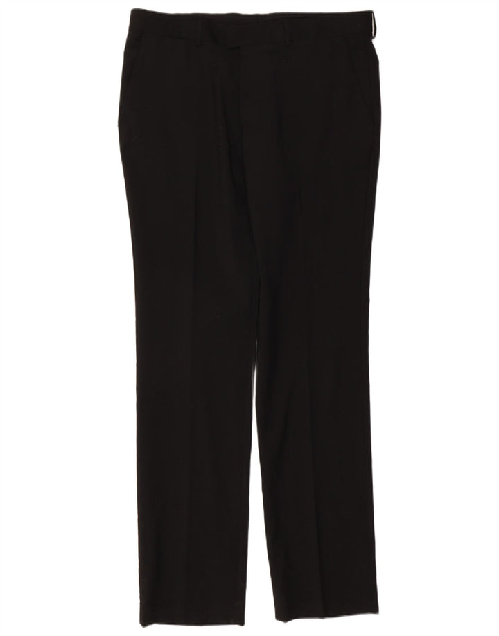 Zara Mens Slim Suit Trousers EU 44 Large W34 L34 Black Polyester