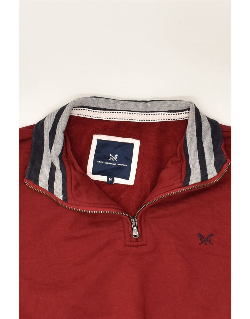 CREW CLOTHING Mens Zip Neck Sweatshirt Jumper Medium Red Cotton | Vintage Crew Clothing | Thrift | Second-Hand Crew Clothing | Used Clothing | Messina Hembry 