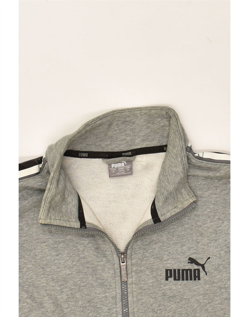 PUMA Mens Graphic Tracksuit Top Jacket Medium Grey Cotton | Vintage Puma | Thrift | Second-Hand Puma | Used Clothing | Messina Hembry 