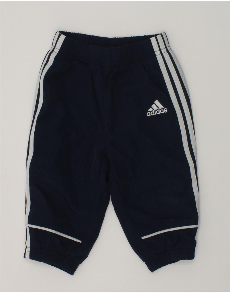 ADIDAS Baby Boys Joggers Tracksuit Trousers 3-6 Months Navy Blue Polyester | Vintage Adidas | Thrift | Second-Hand Adidas | Used Clothing | Messina Hembry 