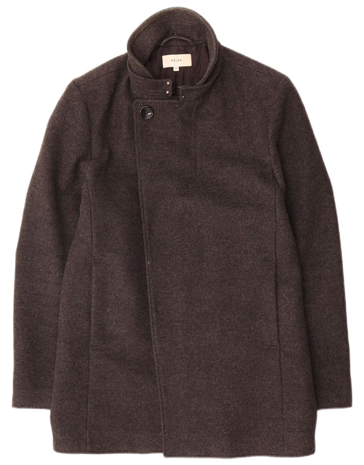 Reiss Mens Overcoat UK 38 Medium Grey Wool