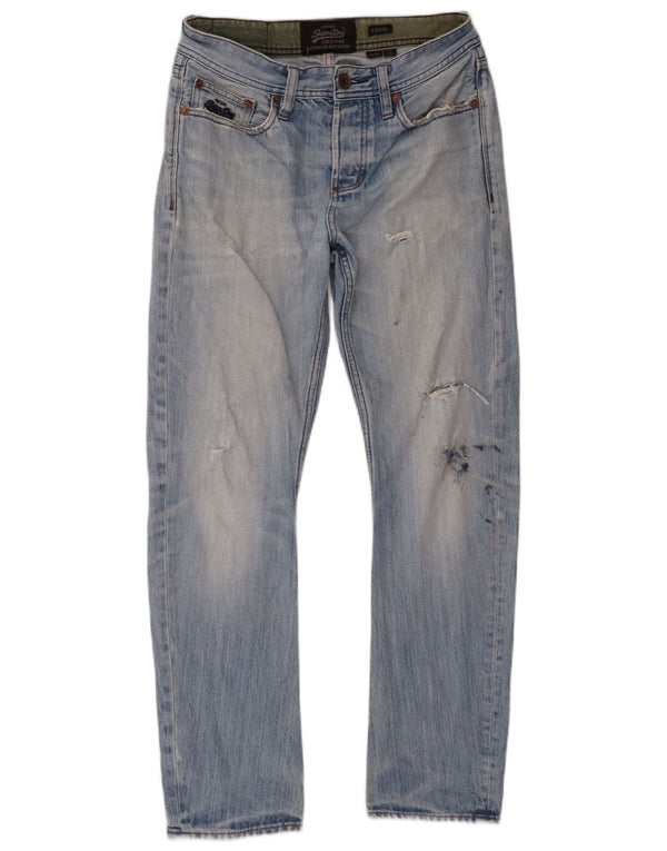 Superdry Mens Distressed Loose Jeans W30 L30 Blue Cotton