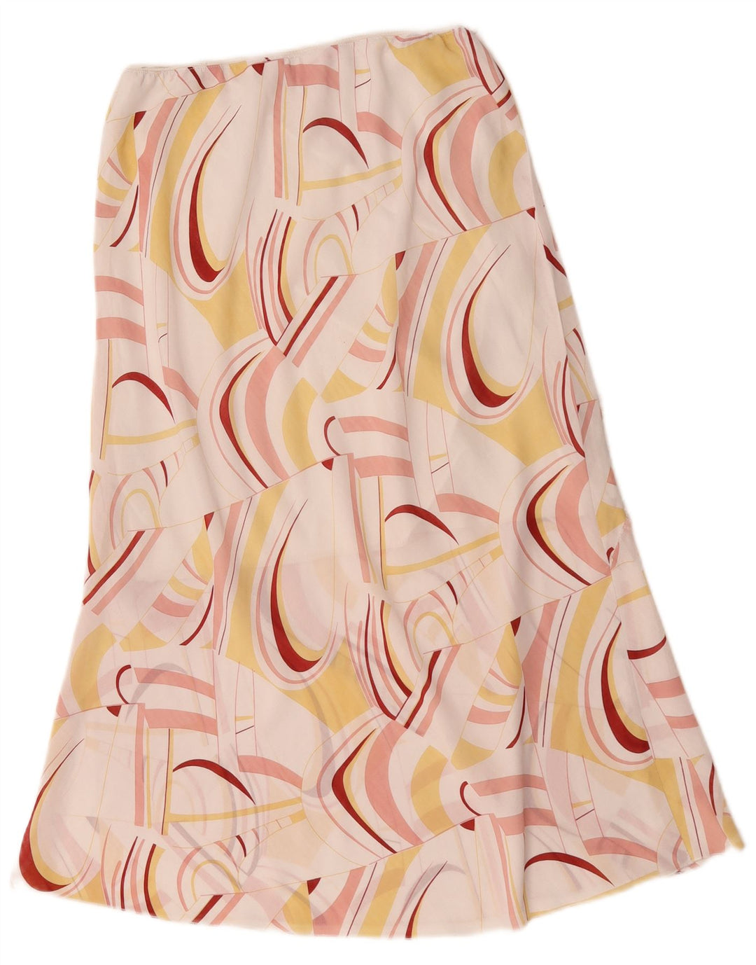 Vintage Womens Abstract Pattern Midi Skirt Large W32 White