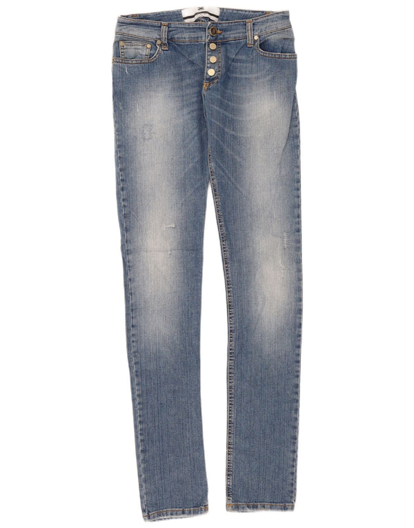 Elisabetta Franchi Womens Distressed Skinny Jeans W29 L35 Blue Cotton
