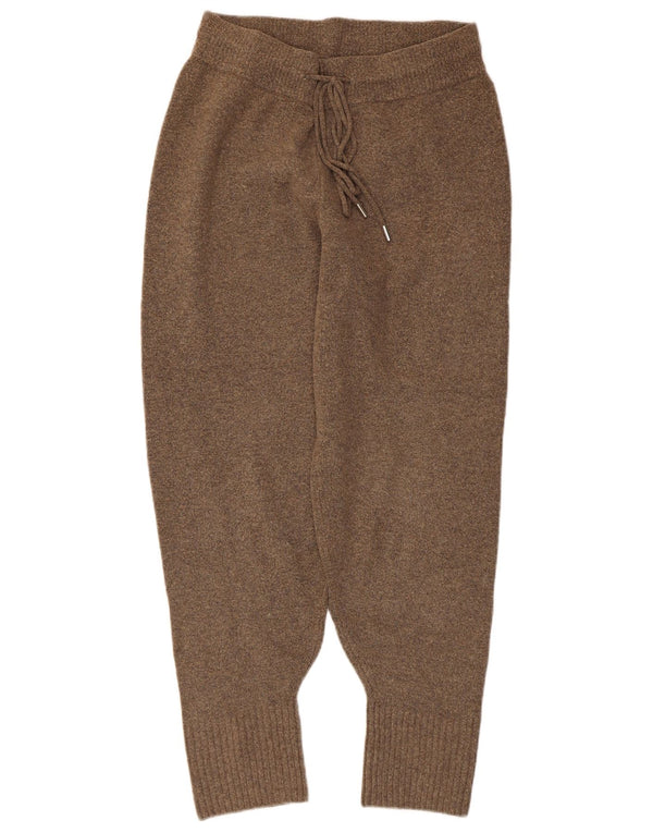 Zara Womens Knit Tracksuit Trousers Joggers UK 12 Medium Brown Flecked