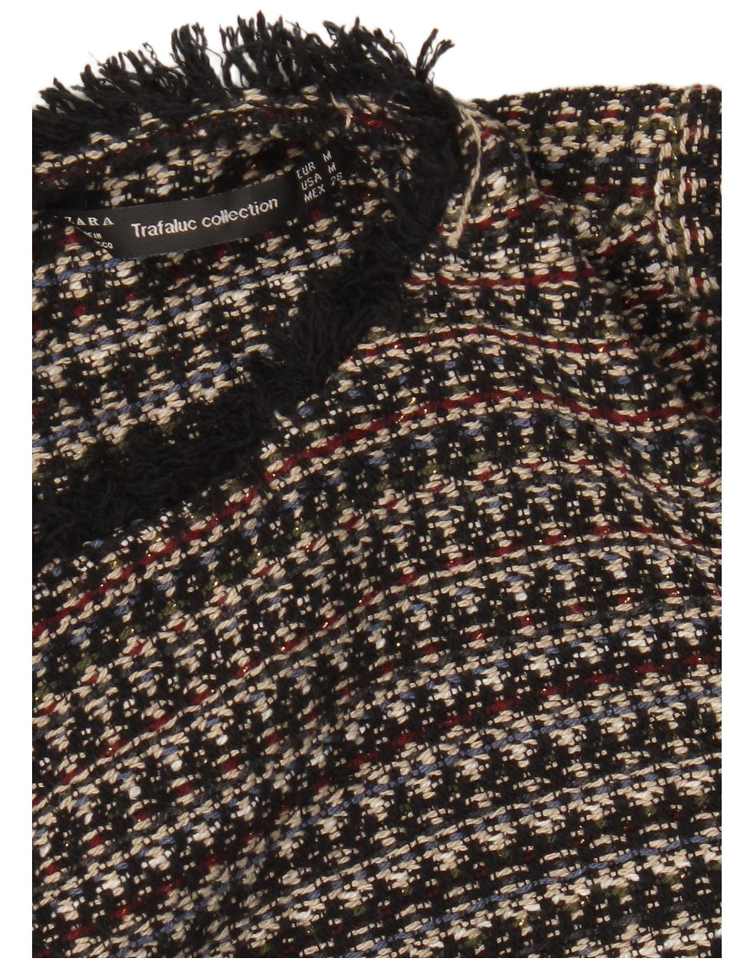 Zara Womens Trafaluc Crop 3/4 Sleeve Blouse Top UK 12 Medium Multicoloured