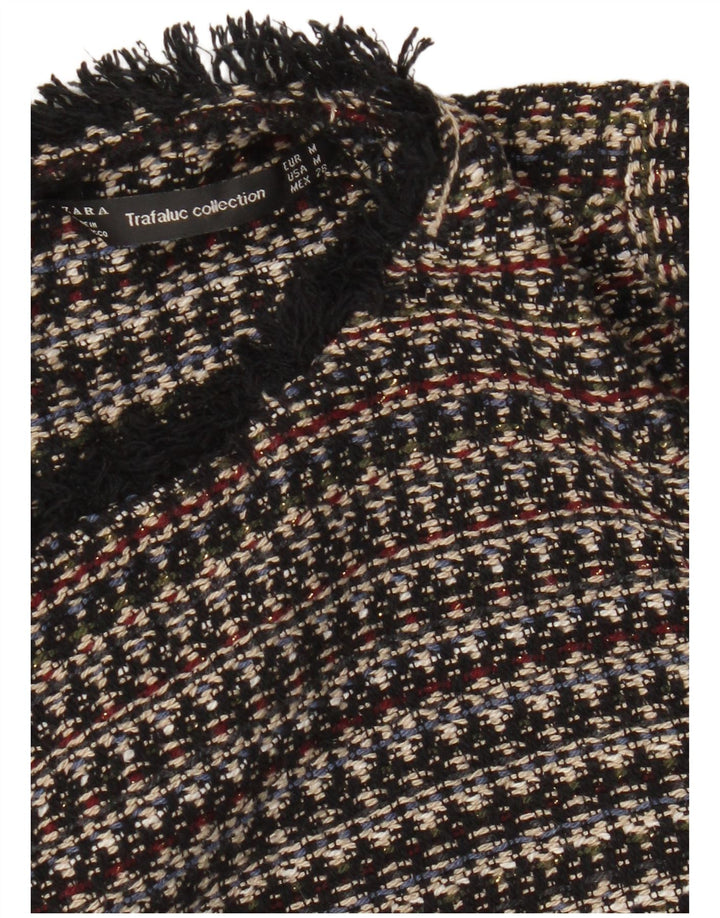 Zara Womens Trafaluc Crop 3/4 Sleeve Blouse Top UK 12 Medium Multicoloured