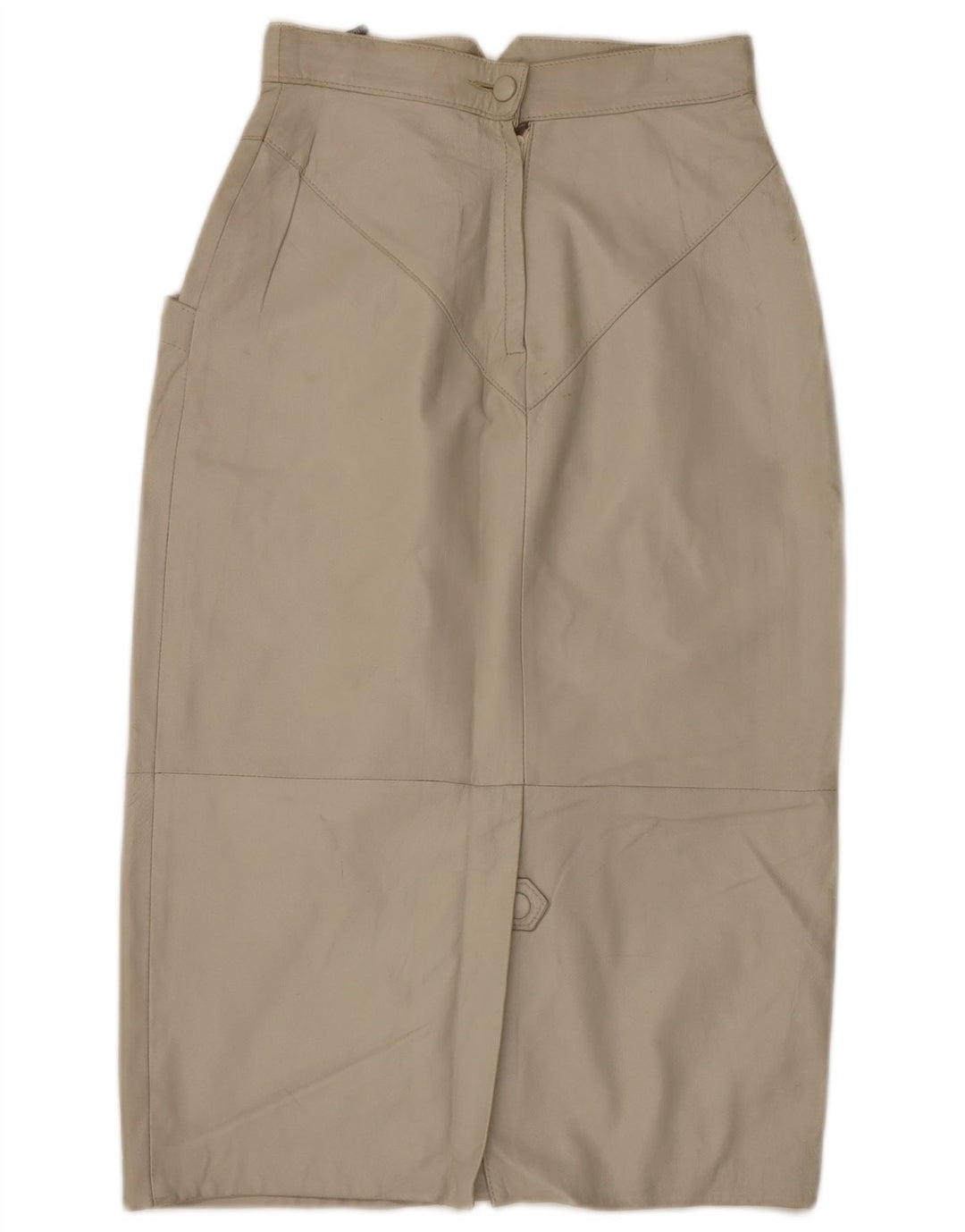 C&A Womens Midi Leather Skirt EU 40 Medium W28 Beige Leather