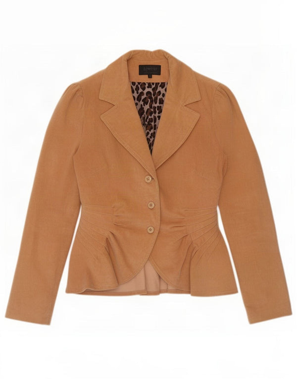 A Wear Womens 3 Button Corduroy Blazer Jacket UK 10 Small Brown Cotton