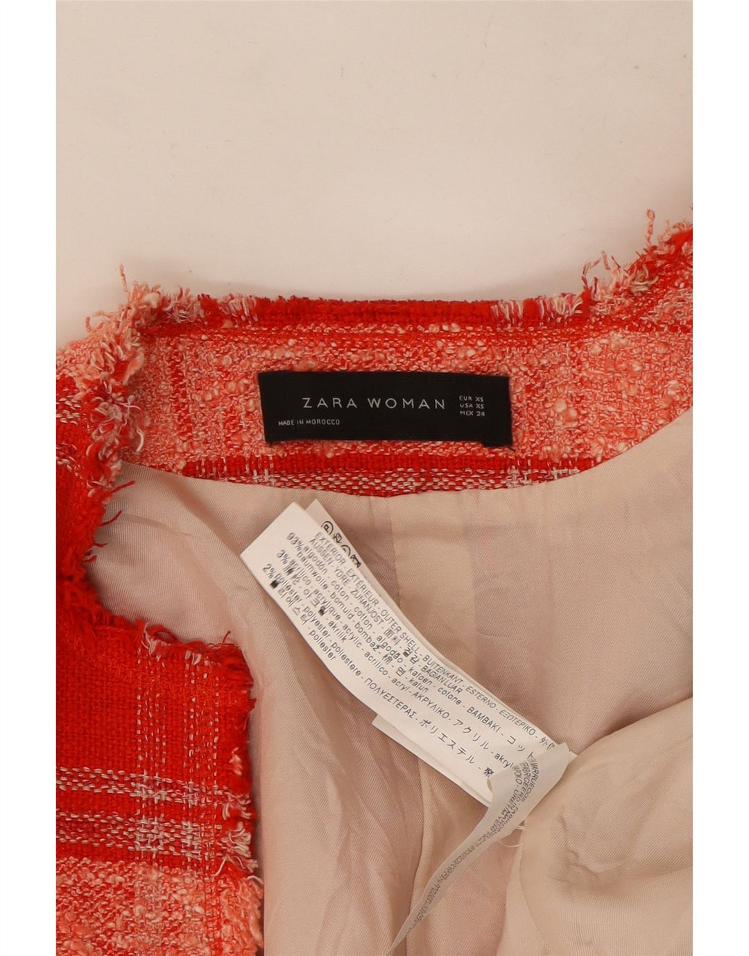 Zara Womens Open Bolero Jacket UK 6 XS Red Check Cotton