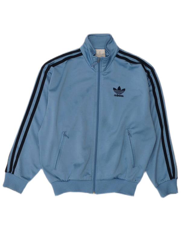 Adidas Boys Tracksuit Top Jacket 9-10 Years Blue Polyester