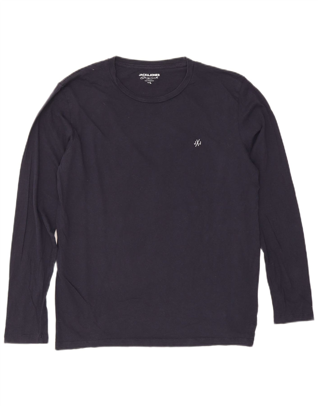 Jack & Jones Mens Top Long Sleeve Large Navy Blue Cotton