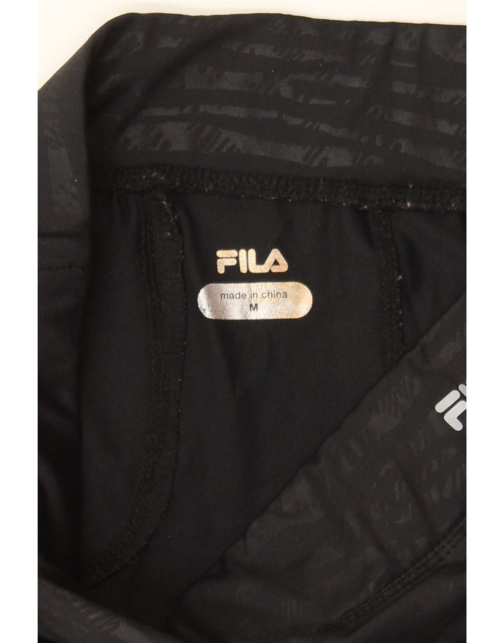 FILA Womens Leggings UK 12 Medium Black Striped Polyester Vintage Fila and Second-Hand Fila from Messina Hembry 