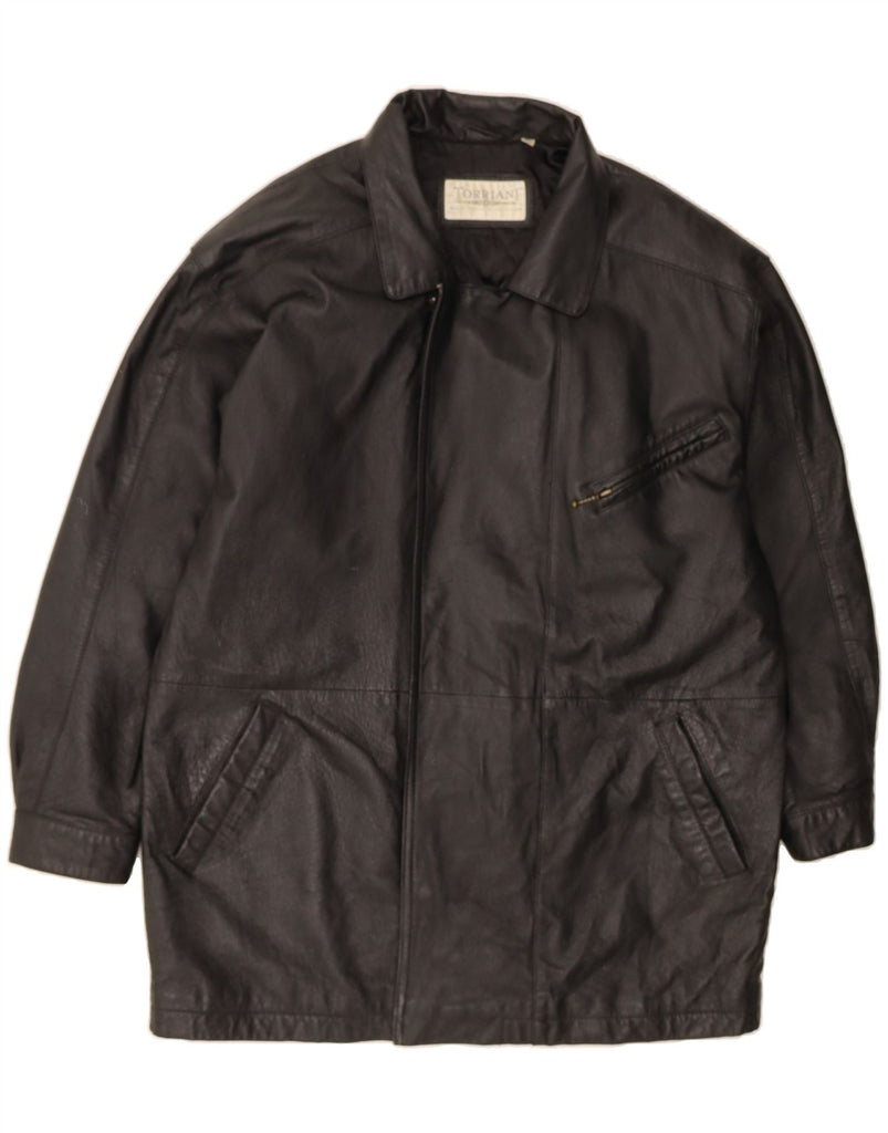 TORRIANI Mens Leather Jacket UK 40 Large Black Vintage Torriani and Second-Hand Torriani from Messina Hembry 