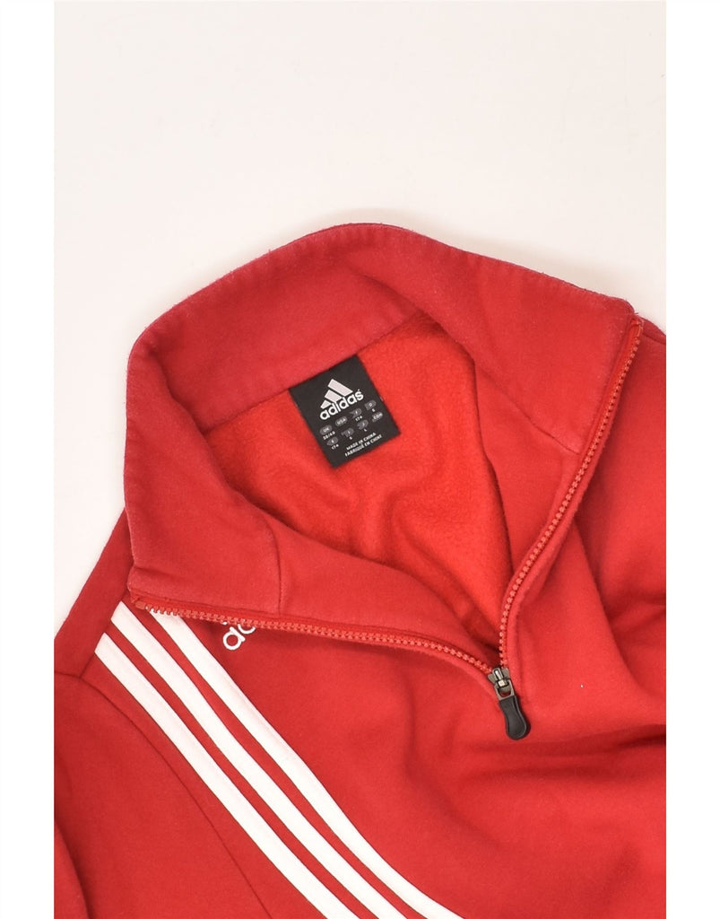 ADIDAS Mens Zip Neck Sweatshirt Jumper UK 38 /40 Medium Red Cotton | Vintage Adidas | Thrift | Second-Hand Adidas | Used Clothing | Messina Hembry 