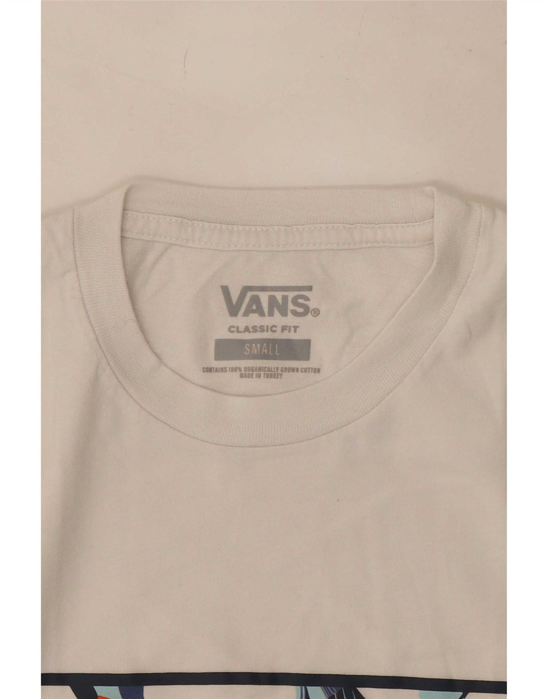 Vans Mens Classic Fit Graphic T-Shirt Top Small White Cotton