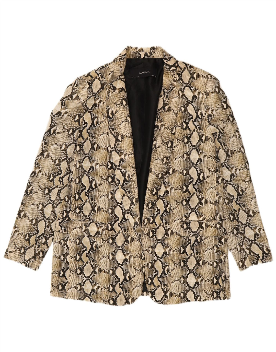 Zara Womens Blazer Jacket UK 14 Large Beige Animal Print Polyester