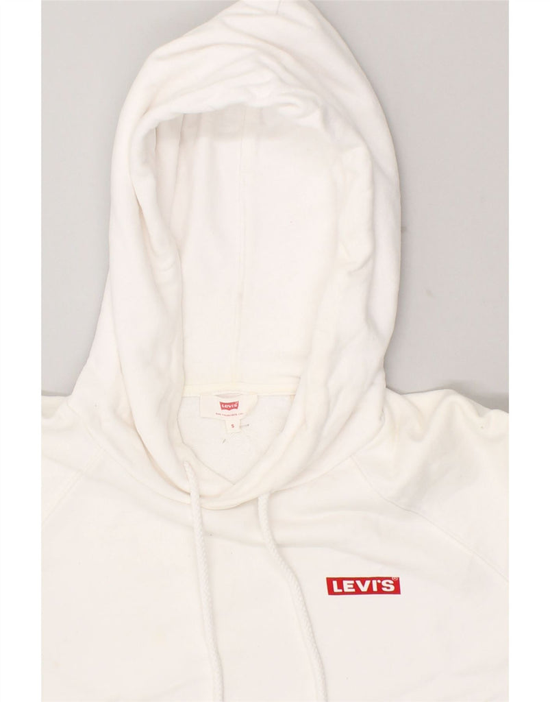 LEVI'S Womens Oversized Graphic Hoodie Jumper UK 10 Small White Cotton | Vintage Levi's | Thrift | Second-Hand Levi's | Used Clothing | Messina Hembry 