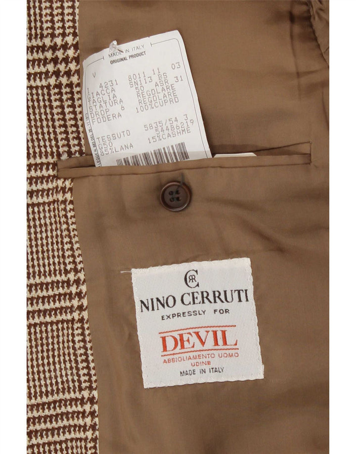 Nino Cerruti Mens 2 Button Blazer Jacket IT 50 Large Brown Houndstooth Wool