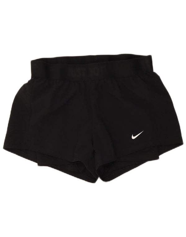 Nike Womens Dri Fit Sport Shorts UK 10 Small Black Polyester