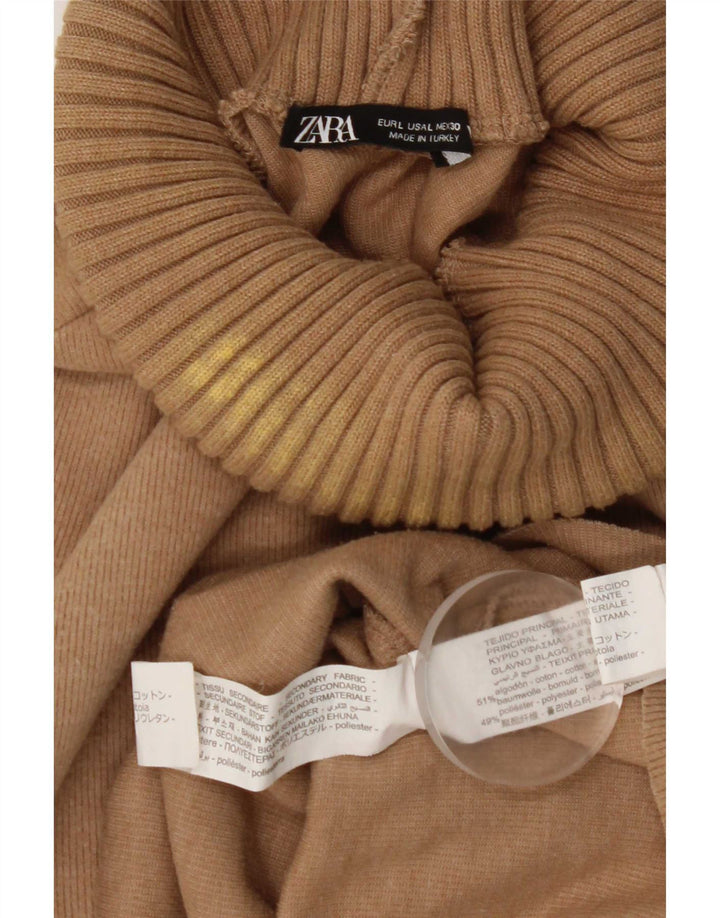 Zara Womens Vest Top UK 16 Large Beige Cotton