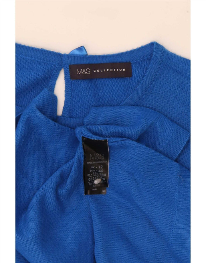 Marks & Spencer Womens Blouse Top UK 12 Medium Blue Floral Acrylic