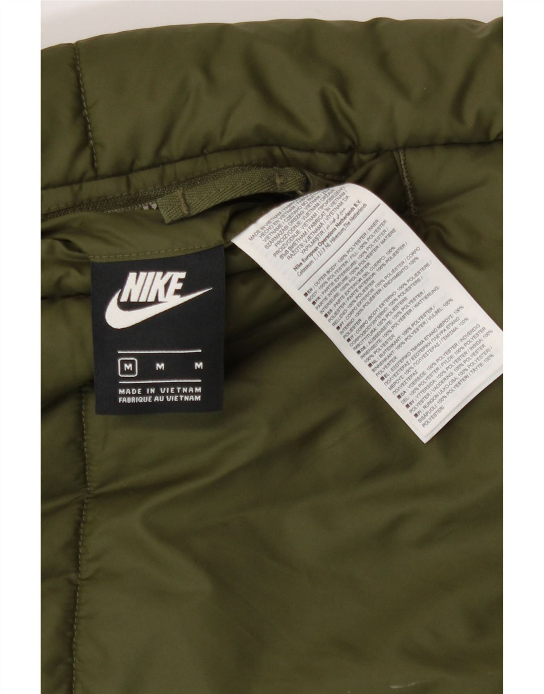 Nike Womens Graphic Reversible Padded Coat UK 14 Medium Khaki Polyester