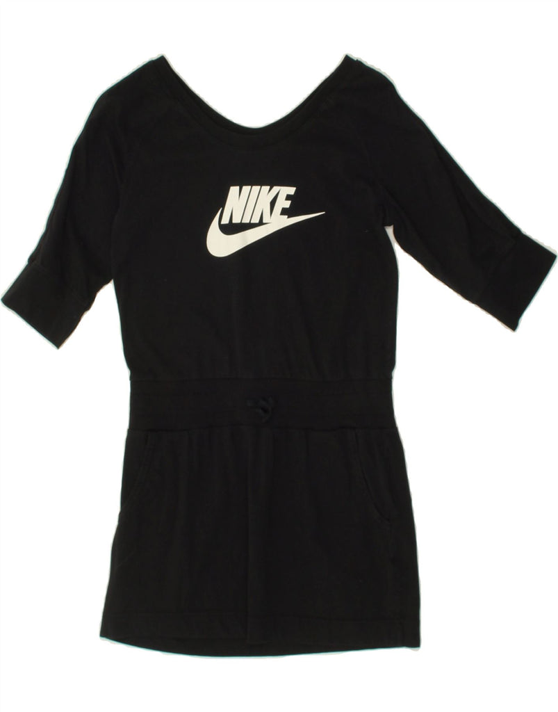 NIKE Girls Graphic 3/4 Sleeve T-Shirt Dress 10-11 Years Medium Black | Vintage Nike | Thrift | Second-Hand Nike | Used Clothing | Messina Hembry 