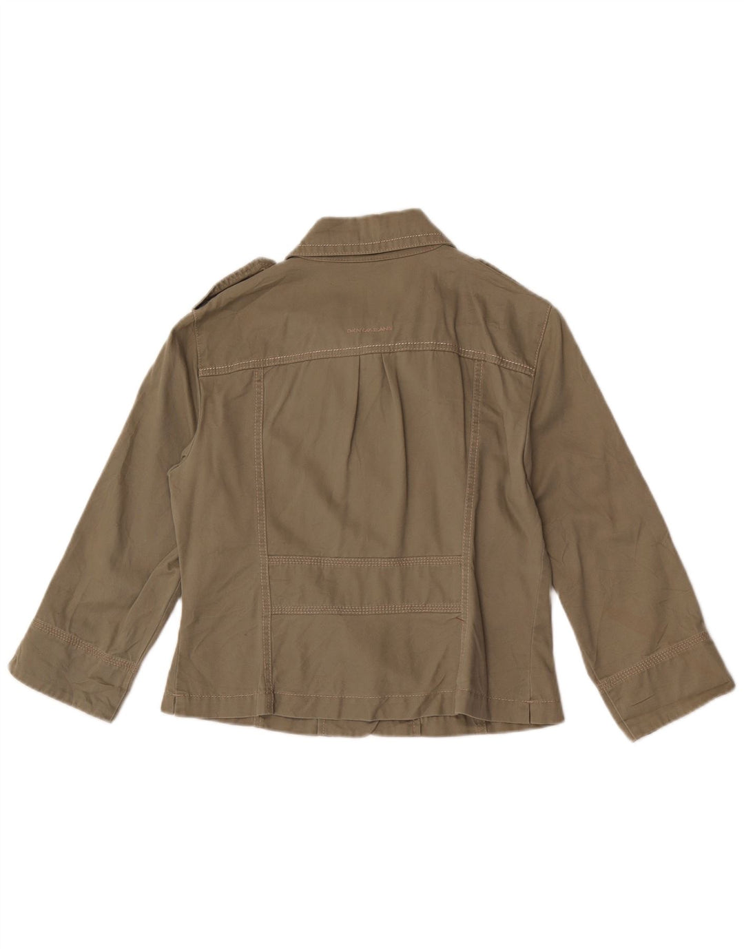 DKNY Womens 3/4 Sleeve Military Jacket UK 14 Medium Khaki Cotton