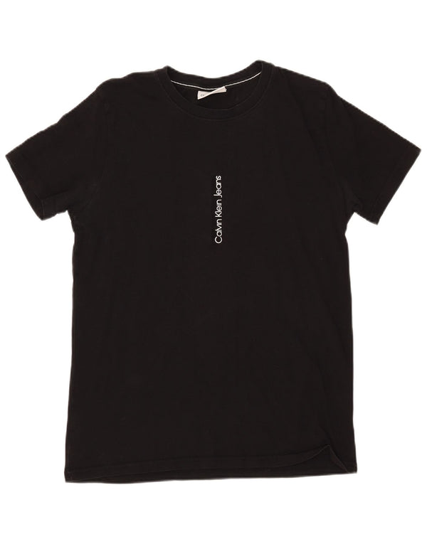 Calvin Klein Jeans Womens Graphic T-Shirt Top UK 14 Medium Black Cotton