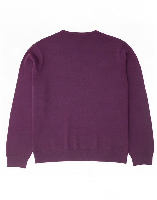 Marks & Spencer Mens V-Neck Jumper Sweater XL Purple Acrylic