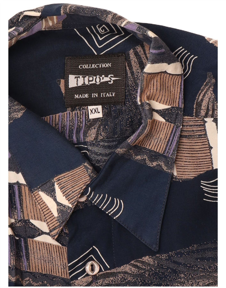 Tipo' S Mens Short Sleeve Shirt 2XL Navy Blue Patchwork