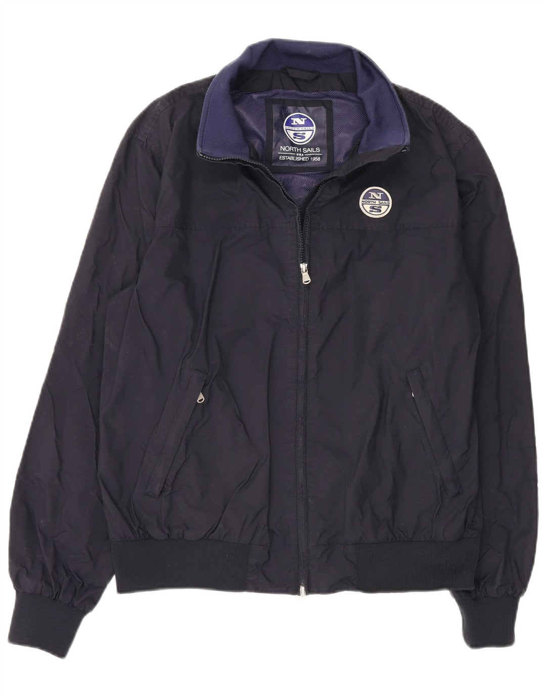 North Sails Mens Bomber Jacket UK 44 2XL Navy Blue Polyamide