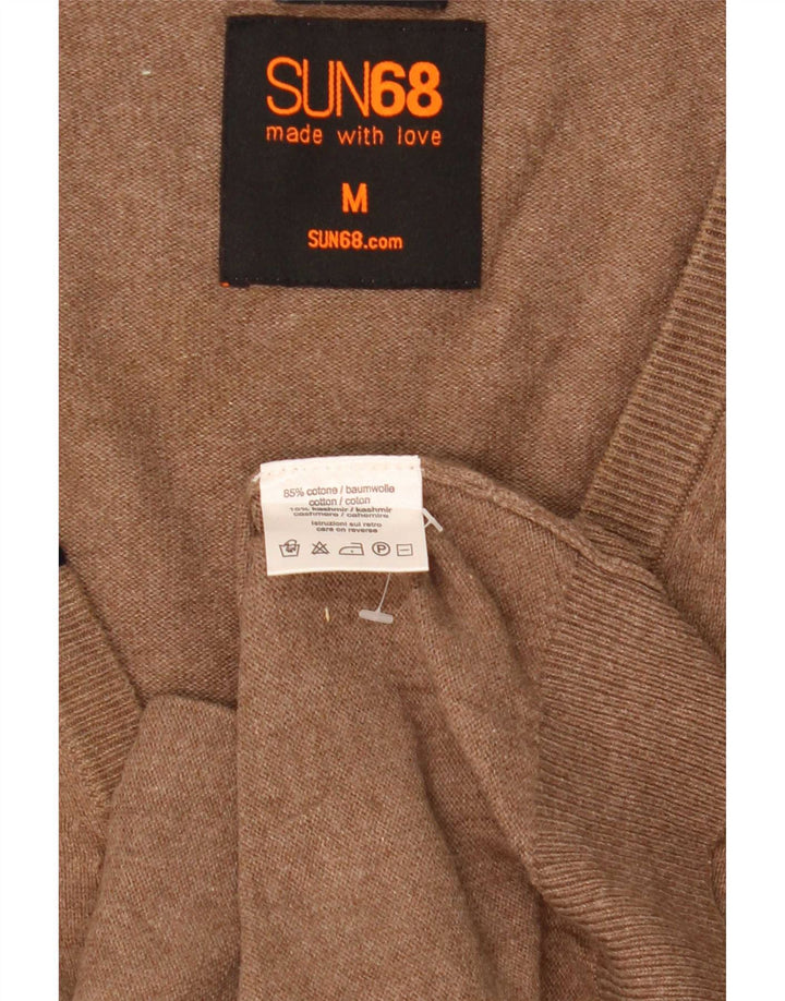 Sun68 Mens Cardigan Sweater Medium Beige Cotton