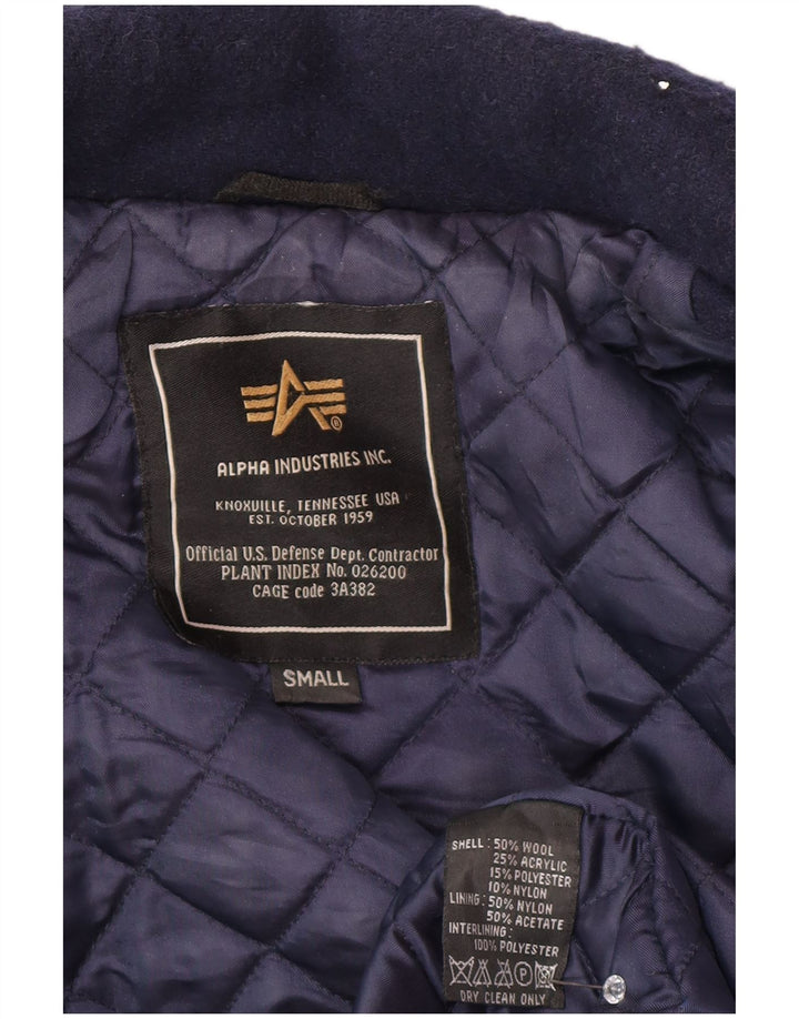 Alpha Industries Womens Oversized Pea Coat UK 10 Small Navy Blue Wool