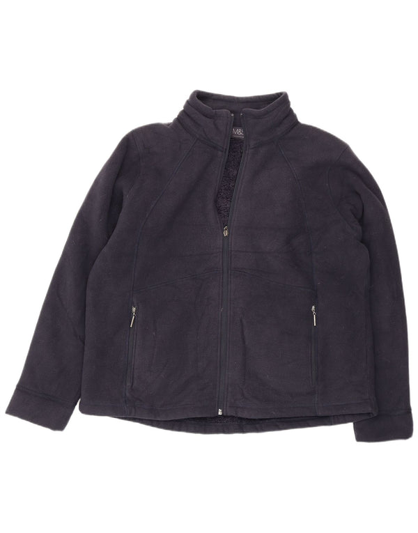 Marks & Spencer Womens Oversized Fleece Jacket UK 18 XL Navy Blue Polyester