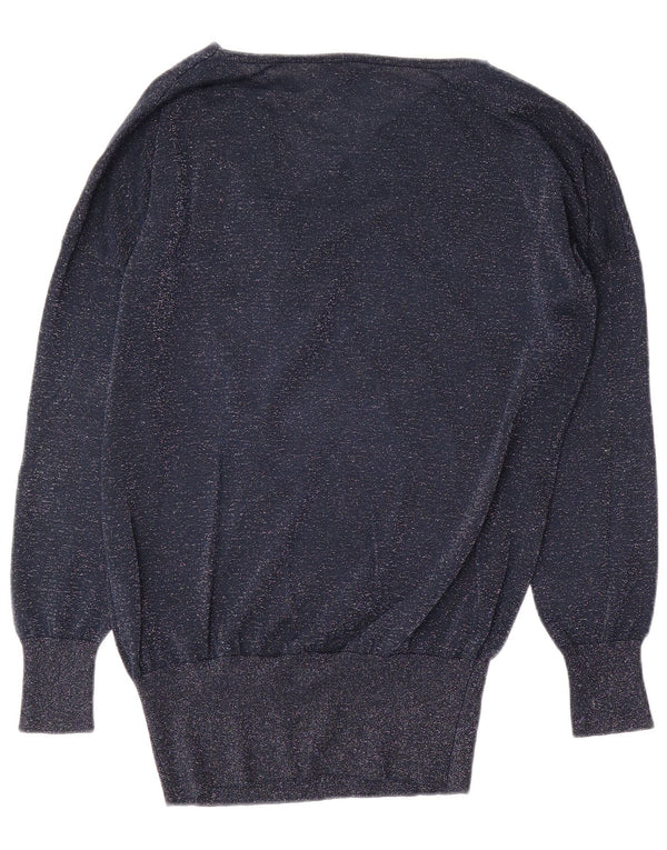 Oasis Womens Boat Neck Jumper Sweater UK 16 Large Navy Blue Flecked Viscose