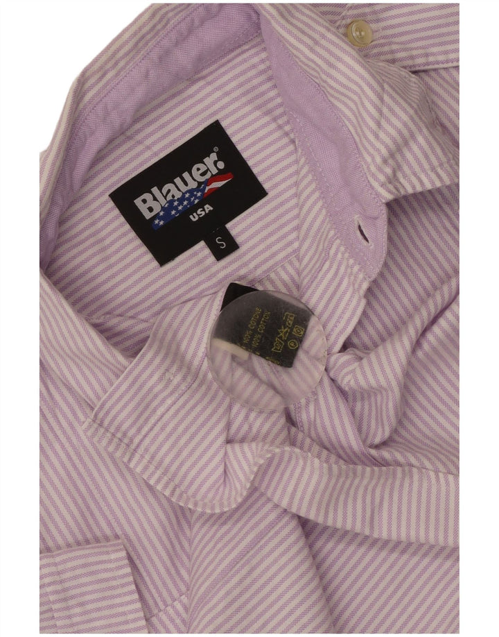 Blauer Mens Short Sleeve Shirt Small Purple Pinstripe Cotton