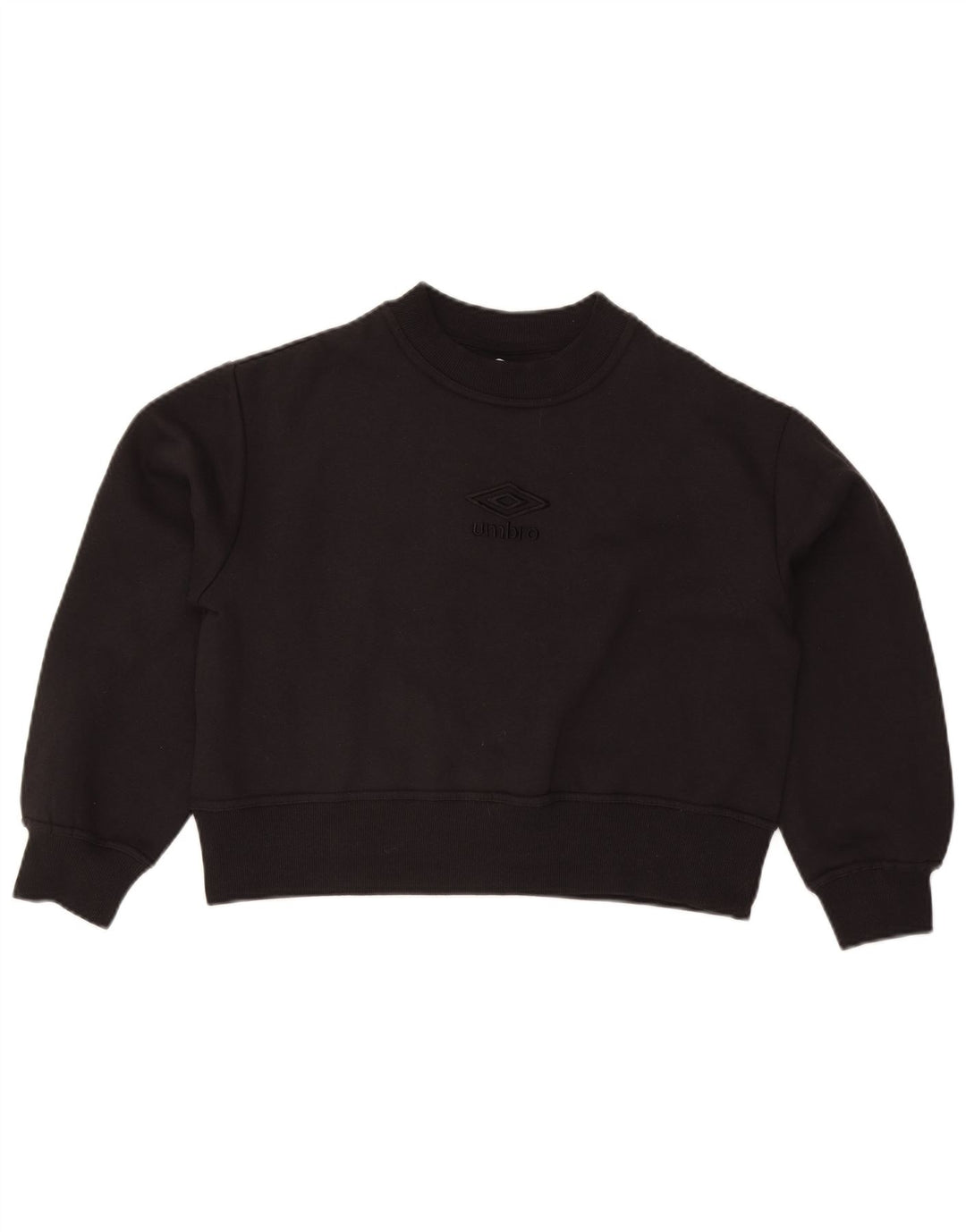 UMBRO Womens Crop Sweatshirt Jumper UK 14 Medium Black Cotton
