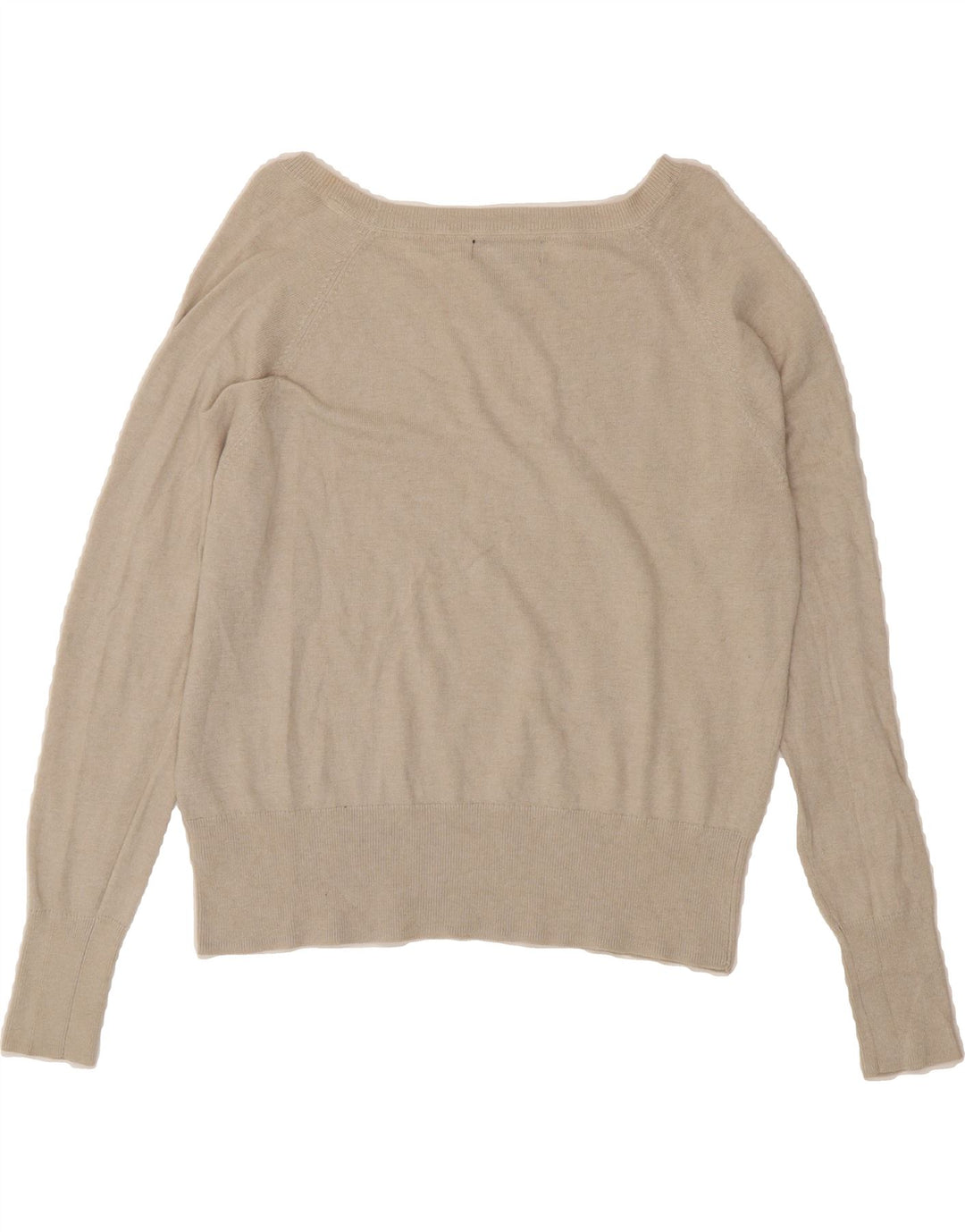 MOSSIMO Womens Crop Boat Neck Jumper Sweater UK 14 Medium Beige Cotton Vintage Mossimo and Second-Hand Mossimo from Messina Hembry 