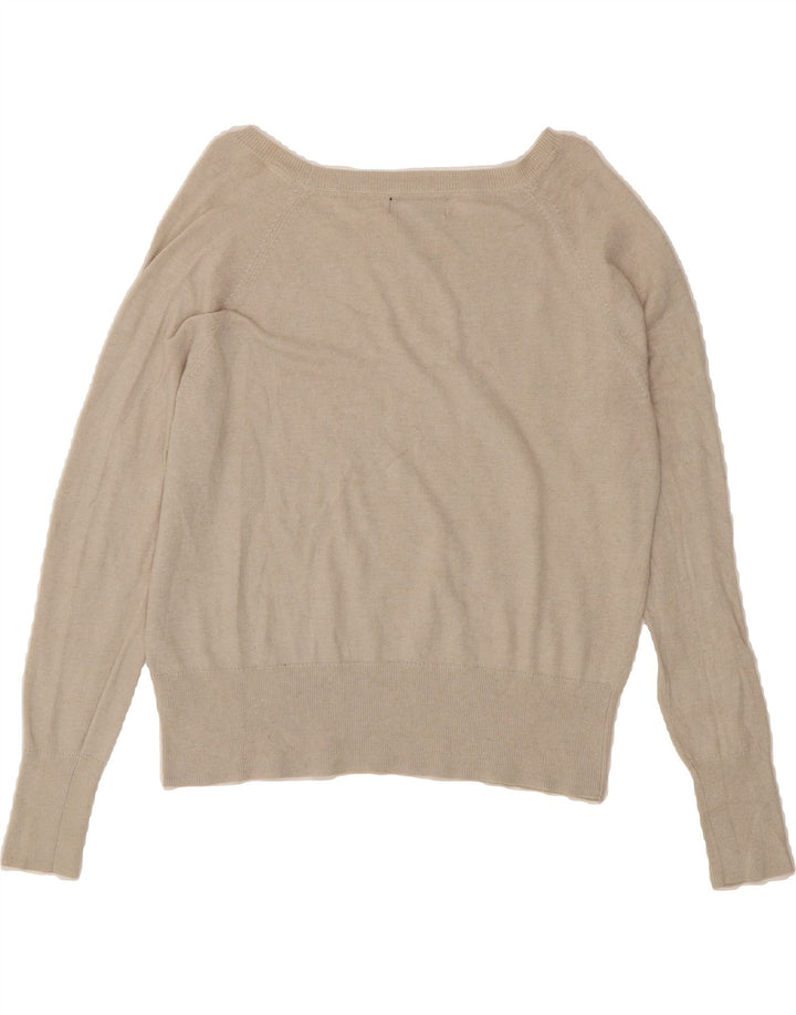 MOSSIMO Womens Crop Boat Neck Jumper Sweater UK 14 Medium Beige Cotton Vintage Mossimo and Second-Hand Mossimo from Messina Hembry 