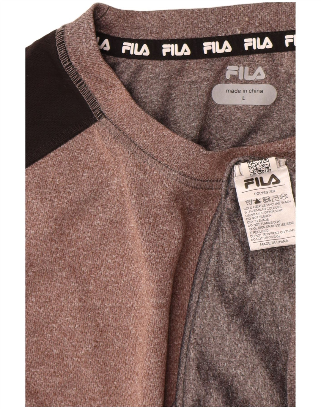 Fila Mens T-Shirt Top Large Brown Colourblock Polyester