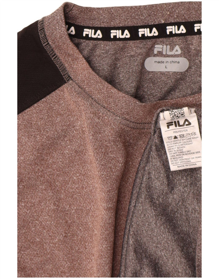Fila Mens T-Shirt Top Large Brown Colourblock Polyester