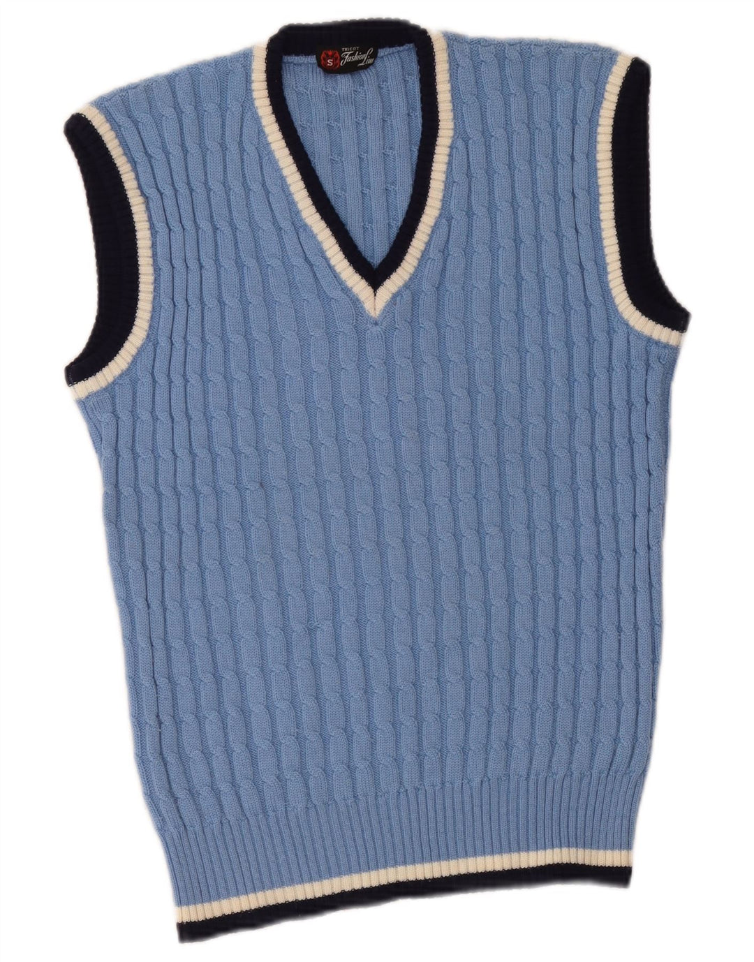 Vintage Mens Vest Tank Top Small Blue Striped Classic