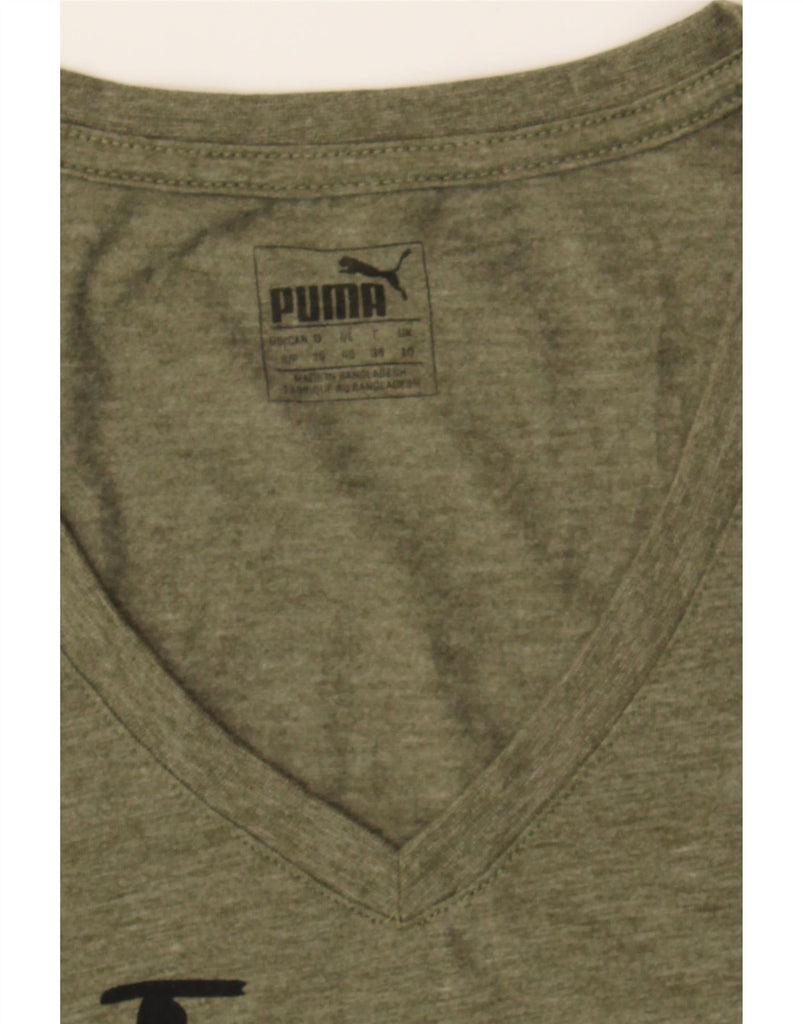 PUMA Womens Graphic T-Shirt Top UK 10 Small Khaki Vintage Puma and Second-Hand Puma from Messina Hembry 