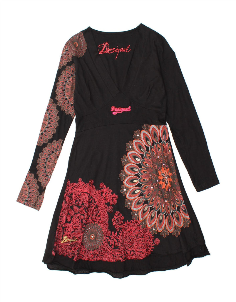 DESIGUAL Womens Graphic A-Line Dress UK 12 Medium Black Paisley Vintage Desigual and Second-Hand Desigual from Messina Hembry 